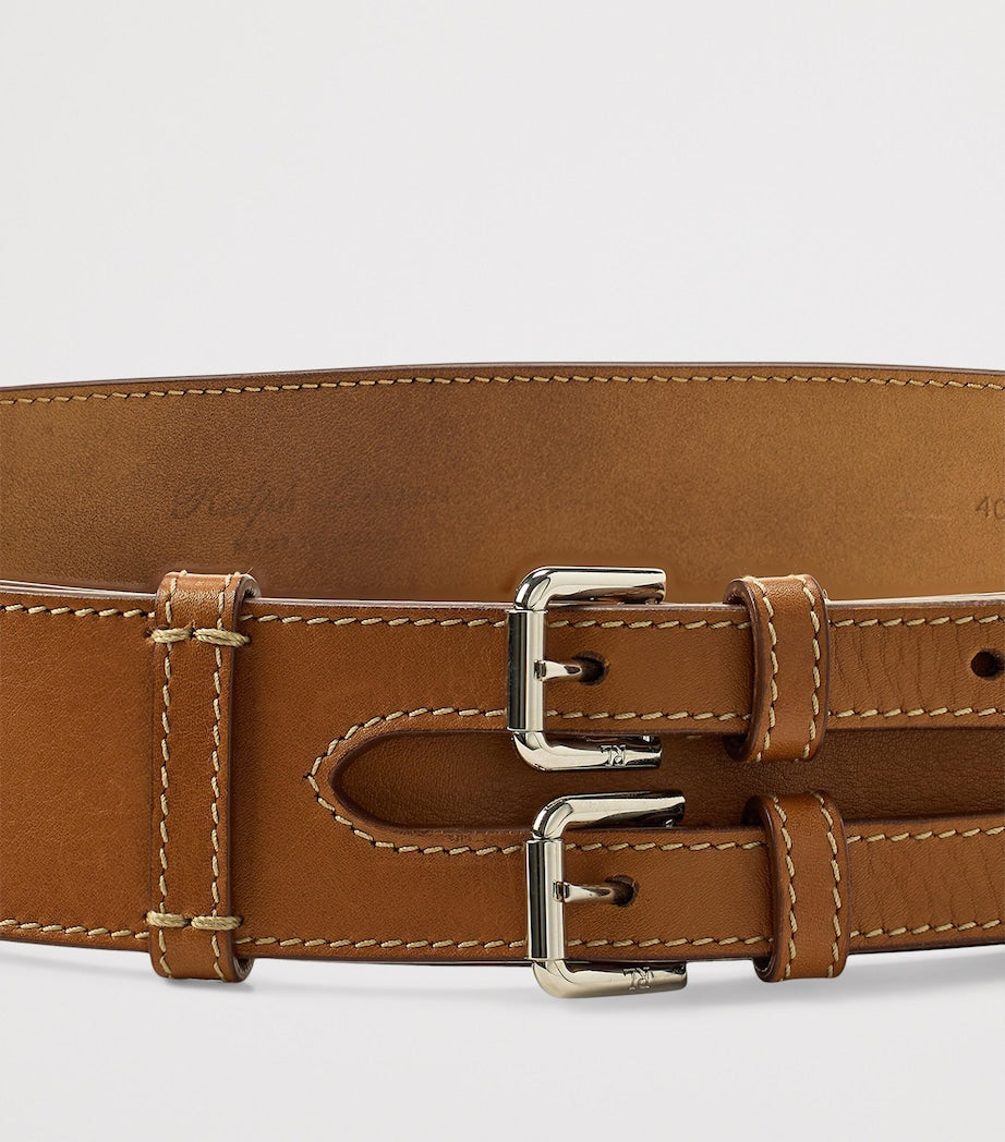 Ralph Lauren Collection Gold Leather Double-Buckle Belt