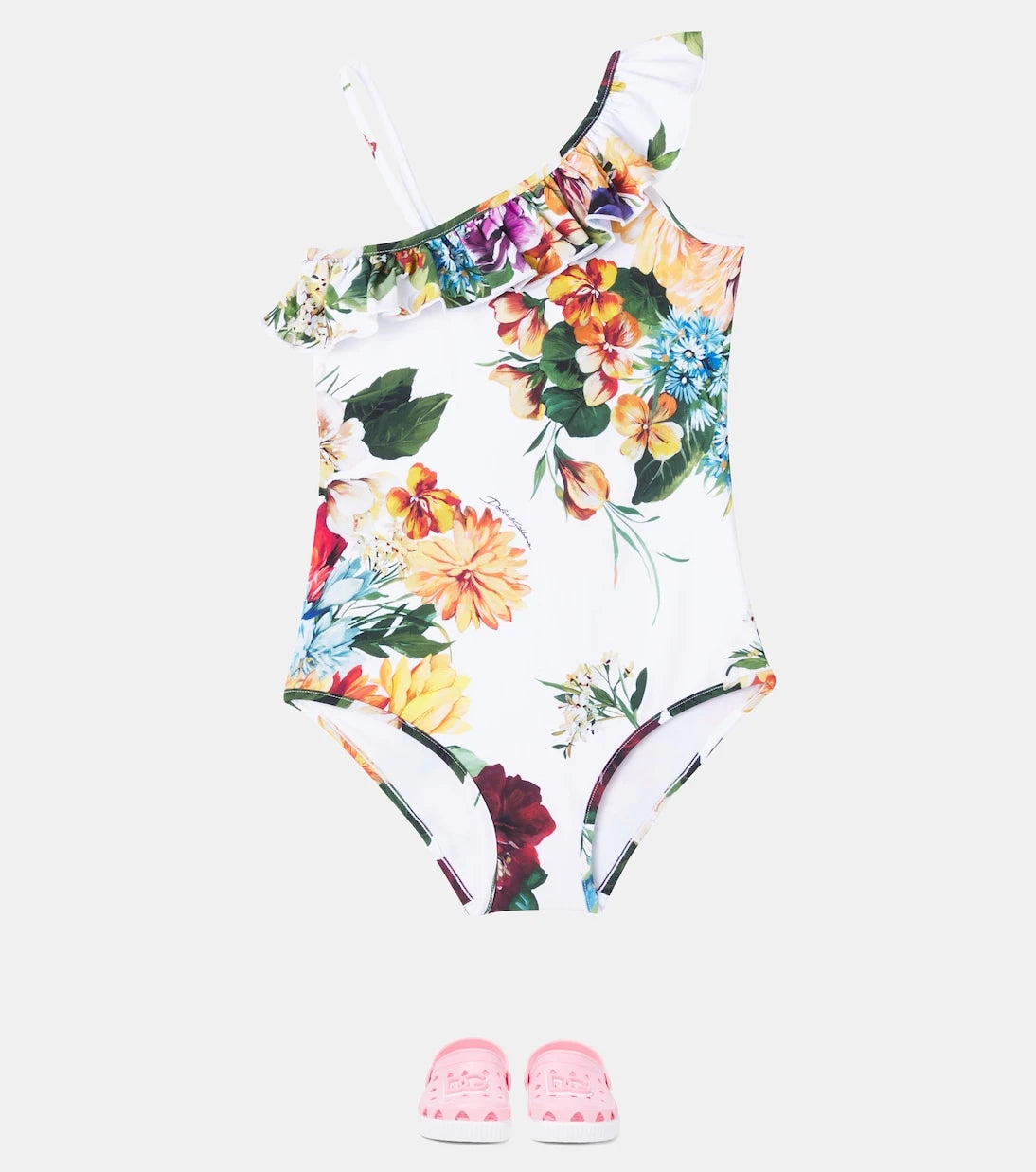 Dolce&Gabbana Kids - Fiori printed ruffled swimsuit