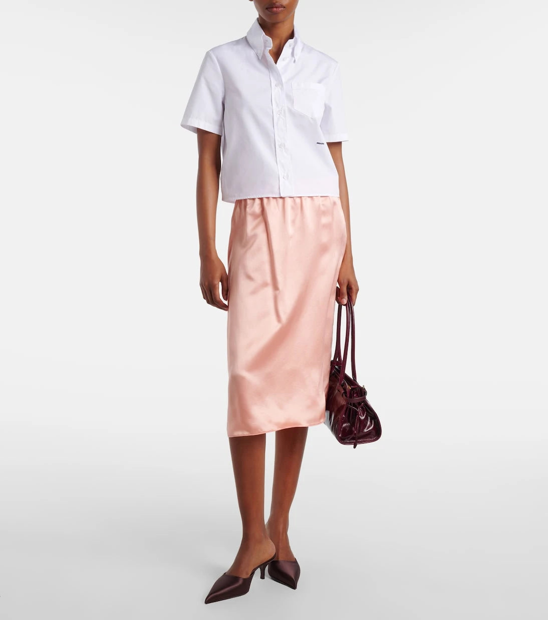 Prada - Logolu pamuklu poplin gömlek
