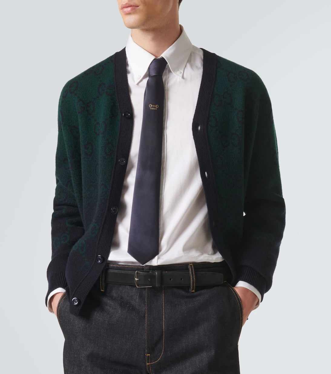 Gucci - Horsebit silk jacquard tie