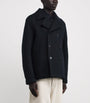 Stone Island Navy Wool Felted Compass Pea Coat