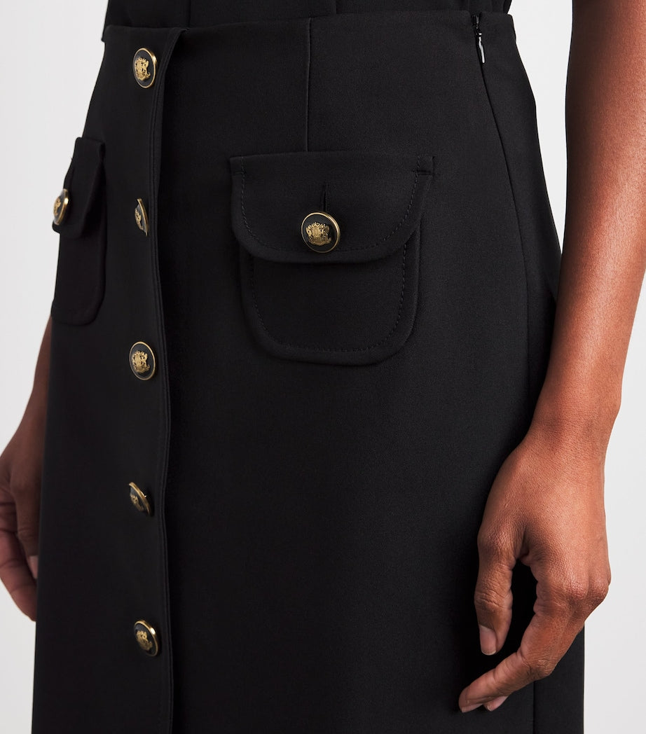 Black Buttoned Midi Skirt
