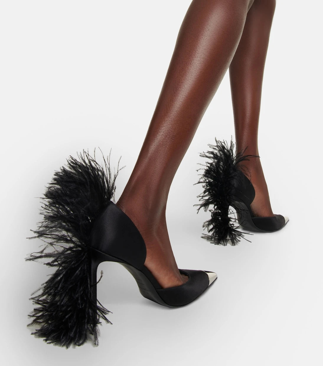 Area - x Sergio Rossi Amazona feather-trimmed denim pumps