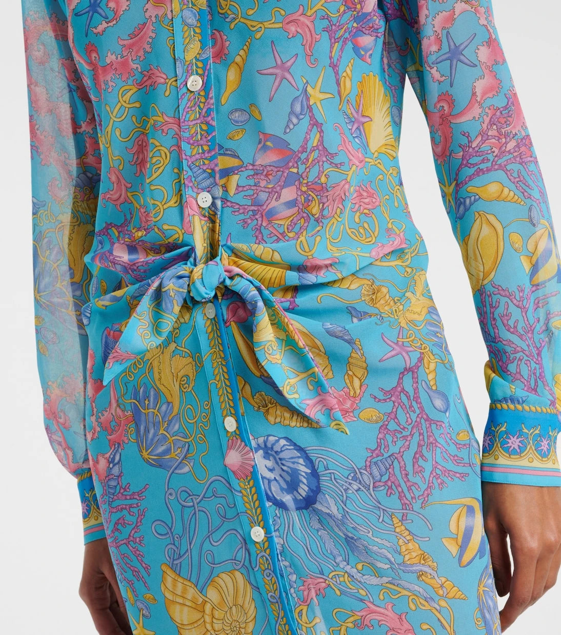 Versace - Printed semi-sheer shirt dress