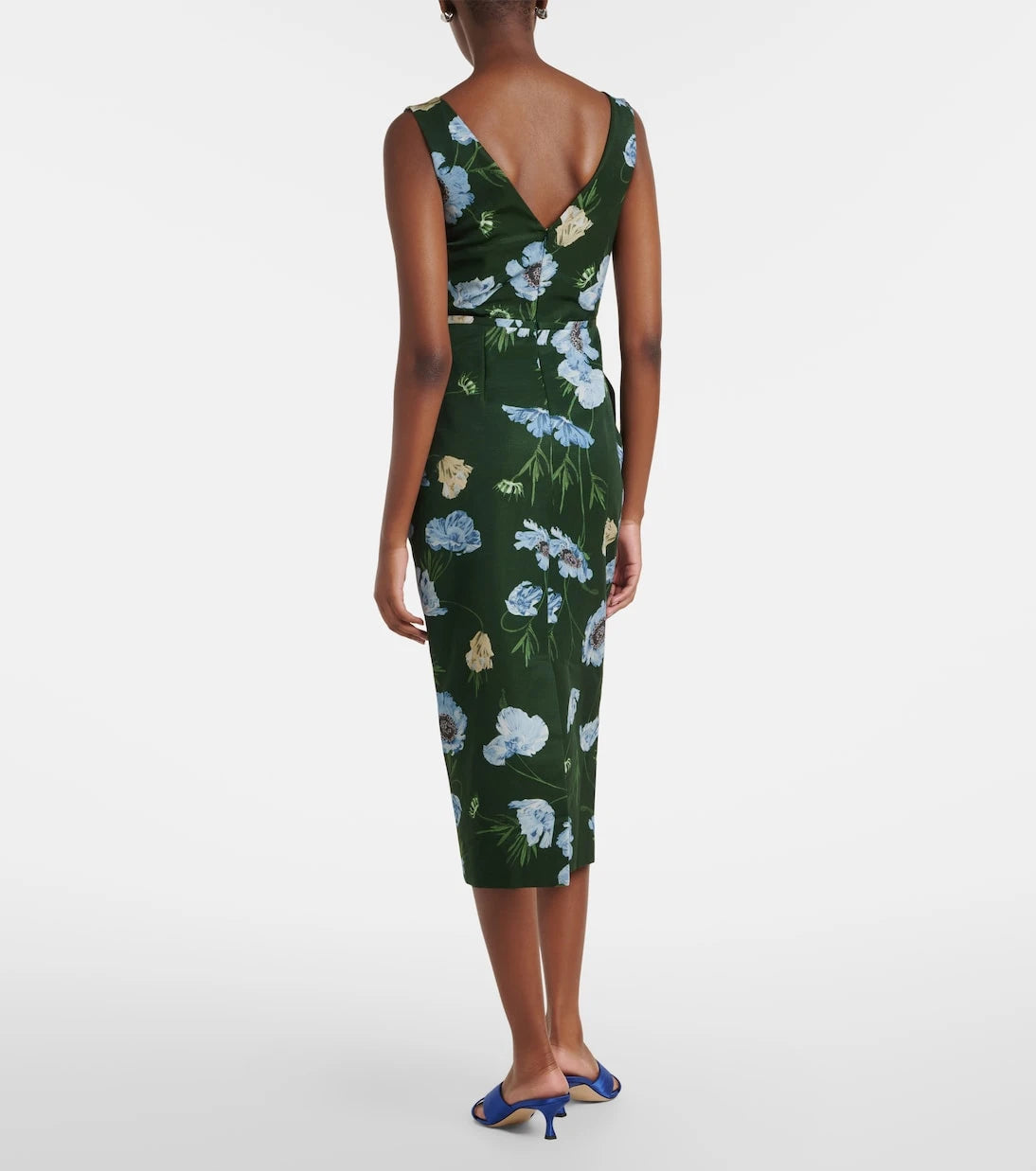 Erdem - Floral cotton-blend faille midi dress