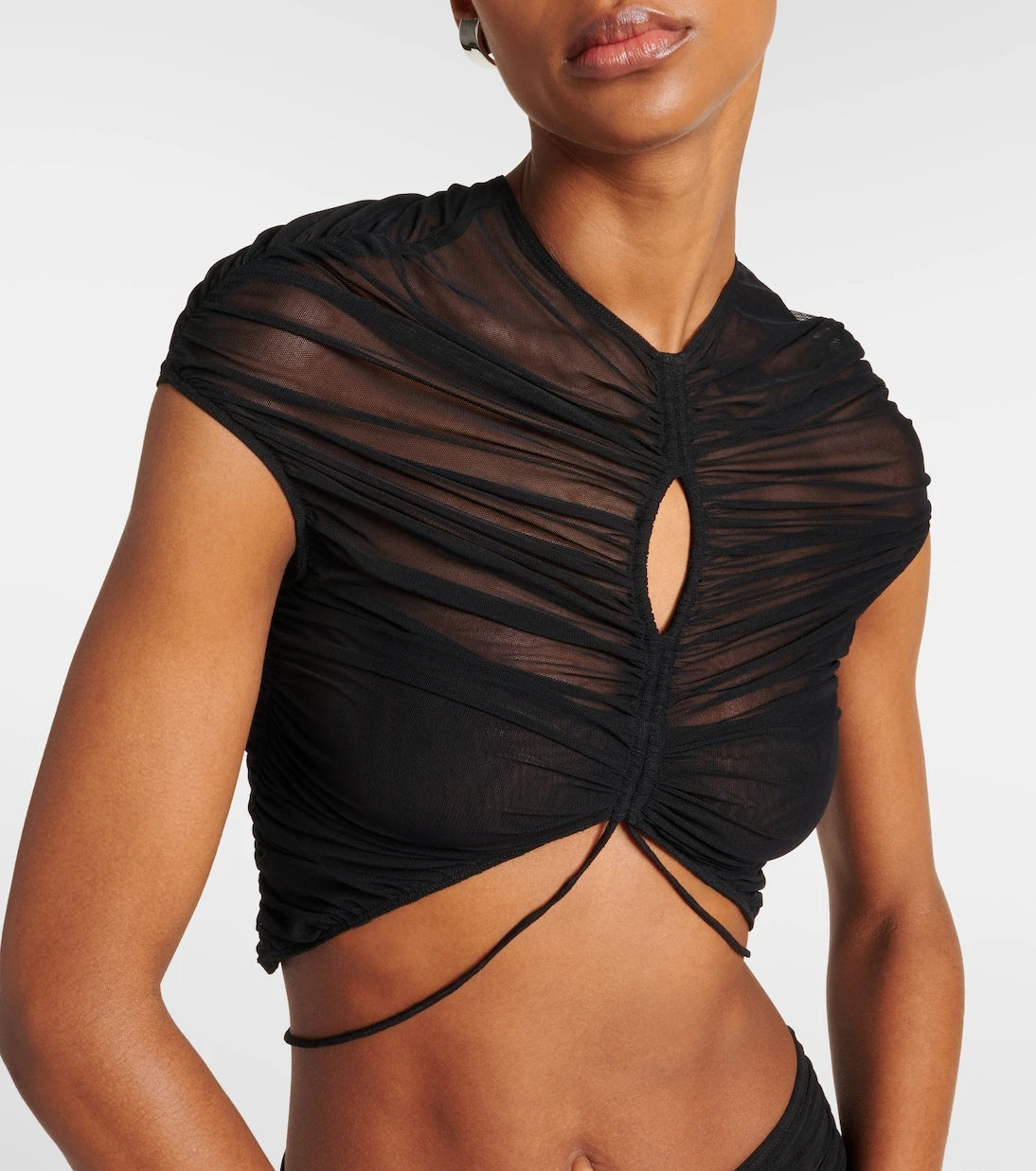 Mugler - Cutout mesh crop top