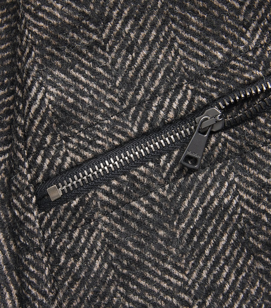 Brown Wool-Blend Herringbone Shorts