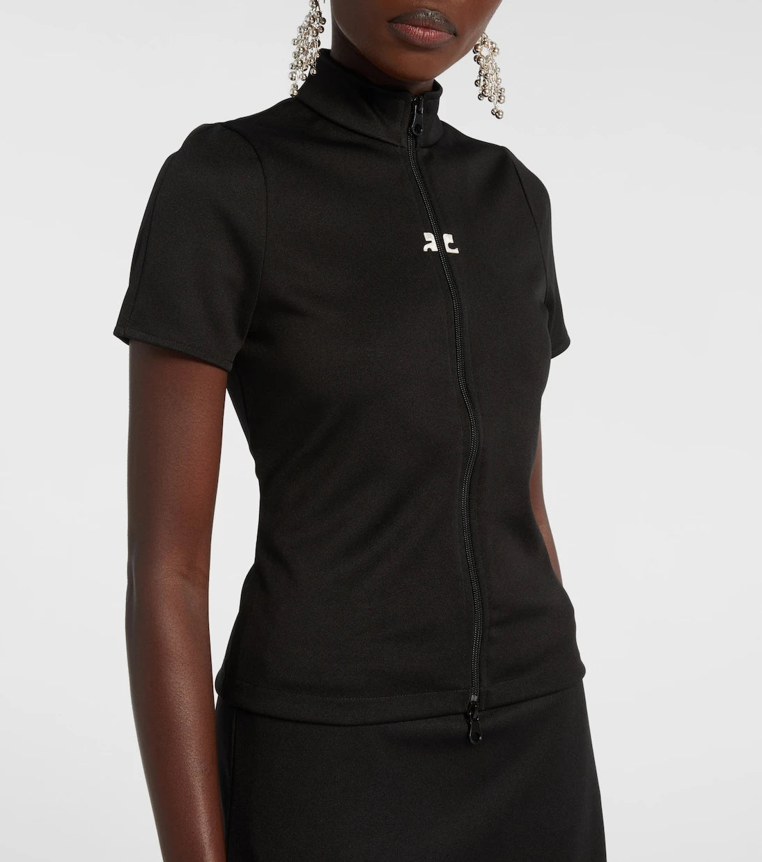 Courrèges - Interlock logo zip-up jersey top