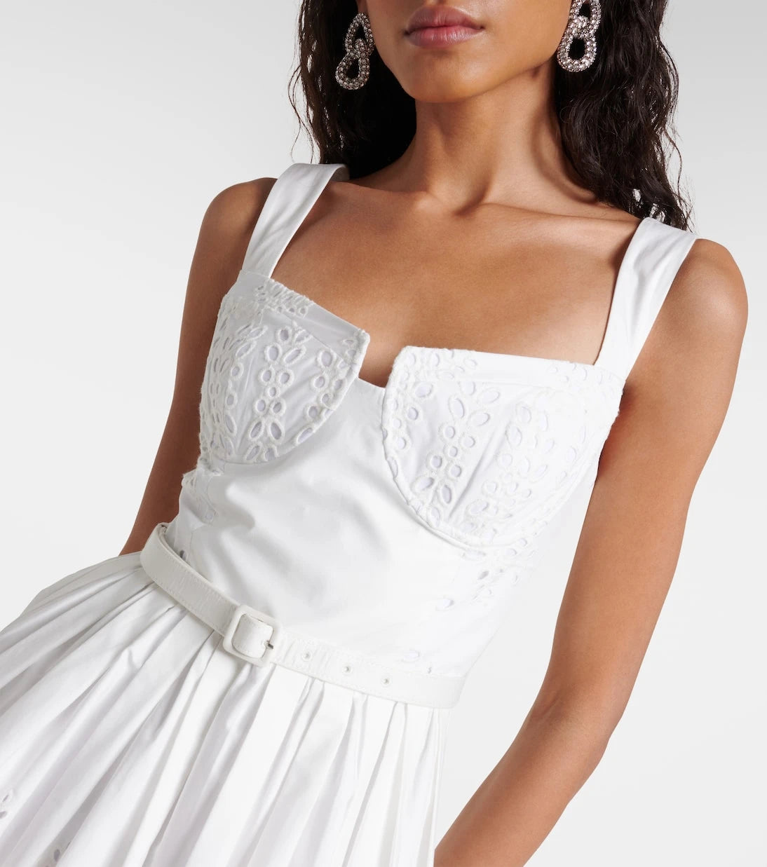 Self-Portrait - Cotton broderie anglaise minidress
