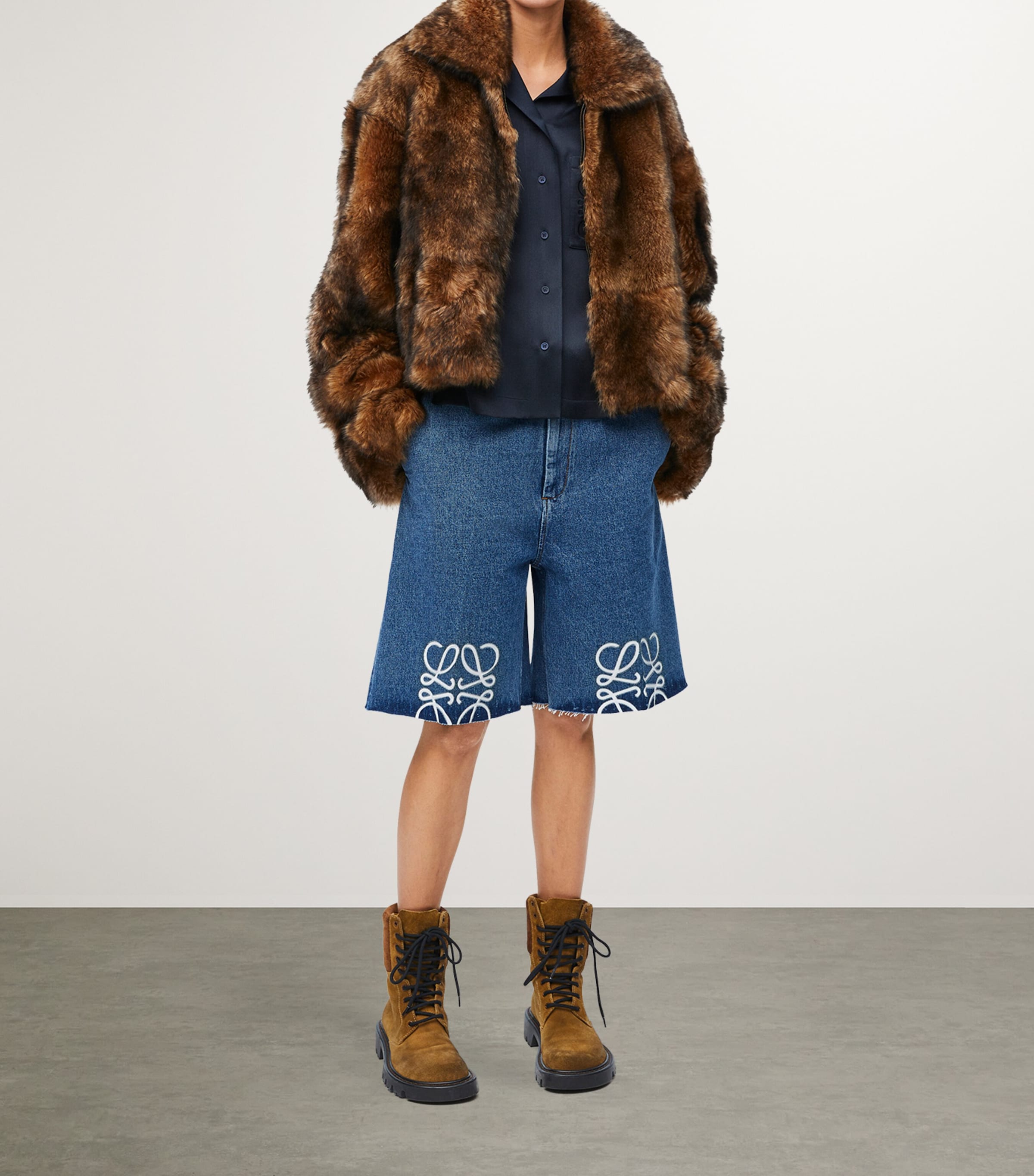 Blue Denim Anagram Shorts