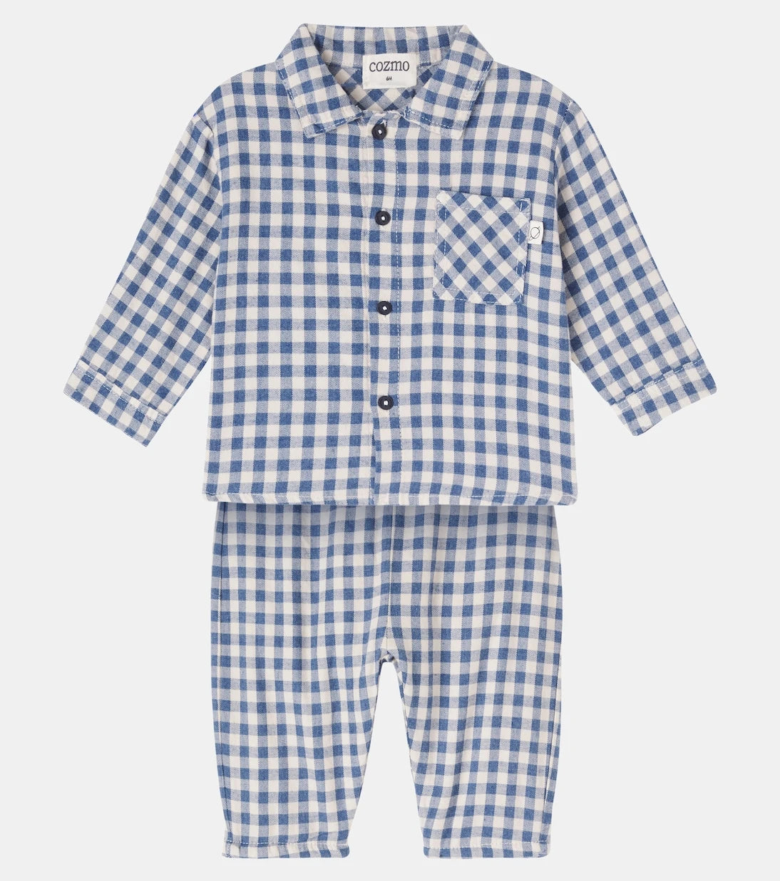 Cozmo - Baby gingham cotton flannel shirt and pants set