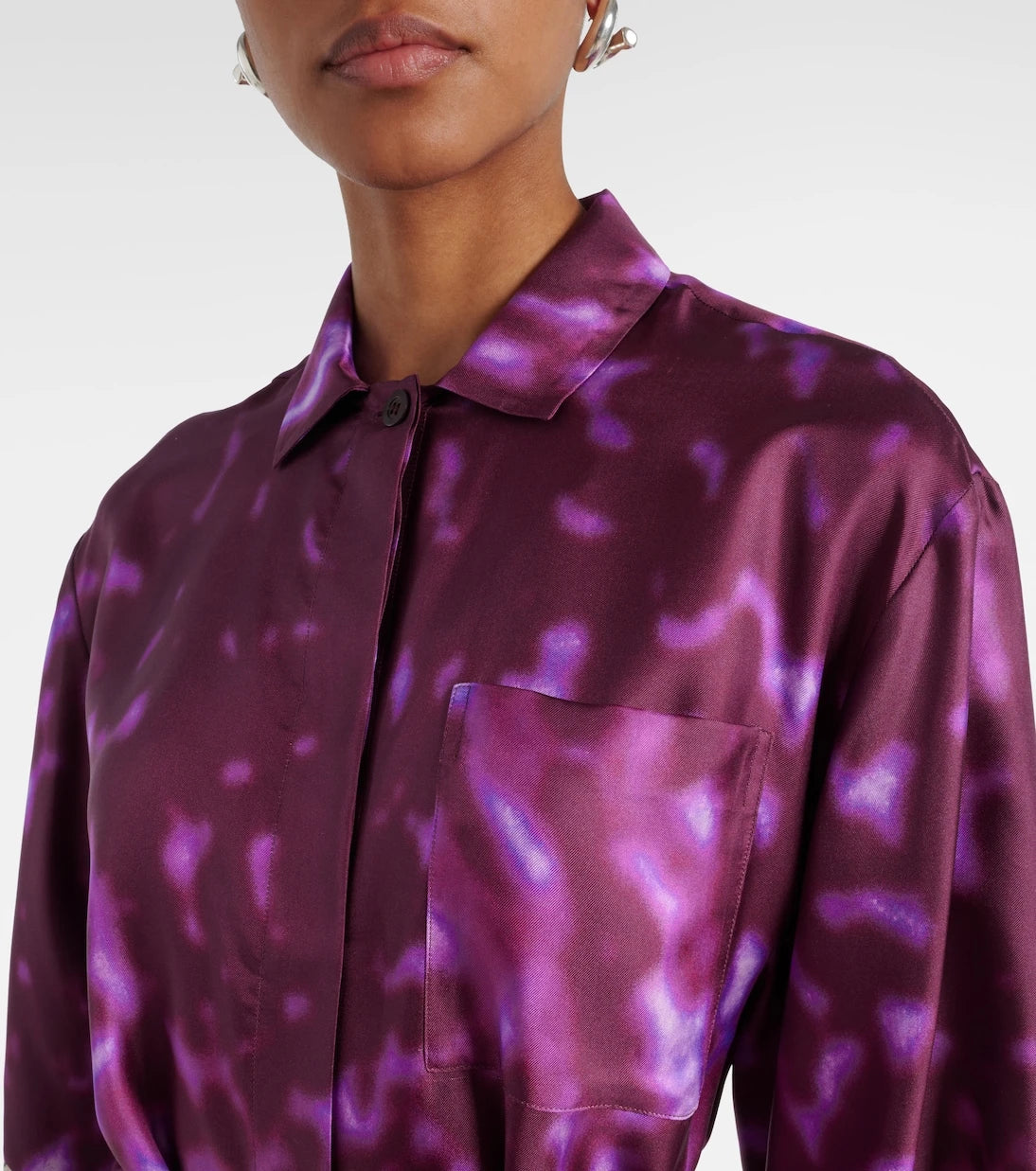 Dries Van Noten - Belted printed silk shirt dress