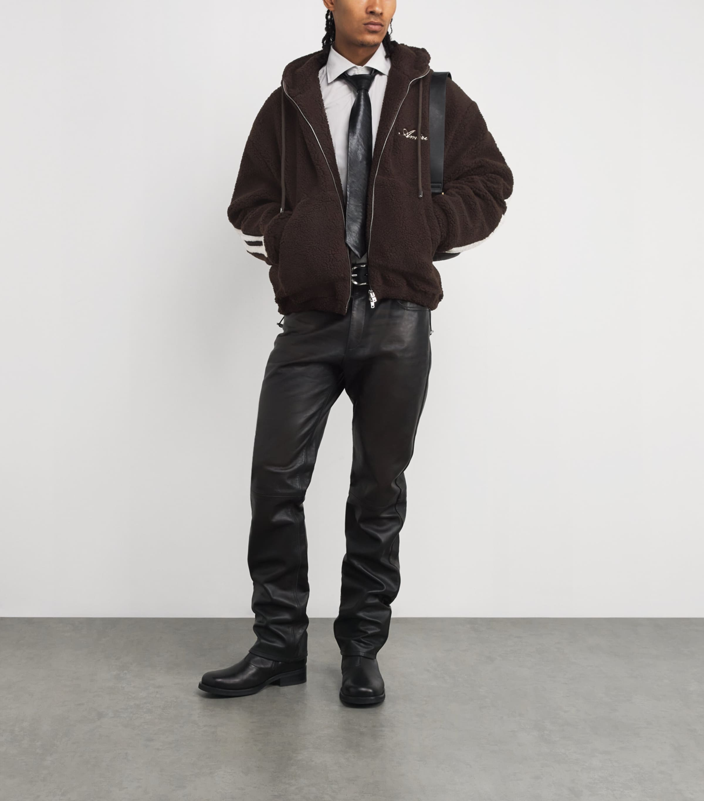 AMIRI Brown Fleece Bones Hoodie