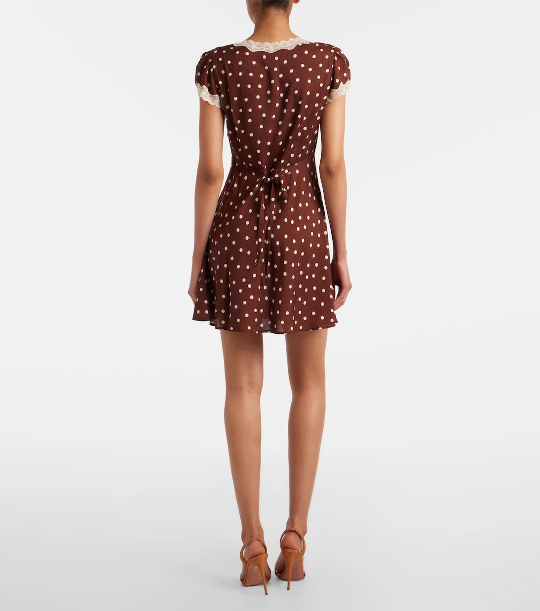 Rixo - Cely lace-trimmed polka-dot minidress