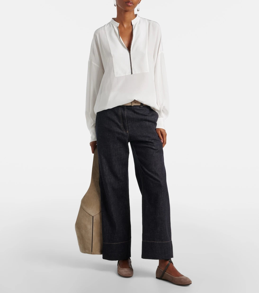 Brunello Cucinelli - Monili suede ballerina flats
