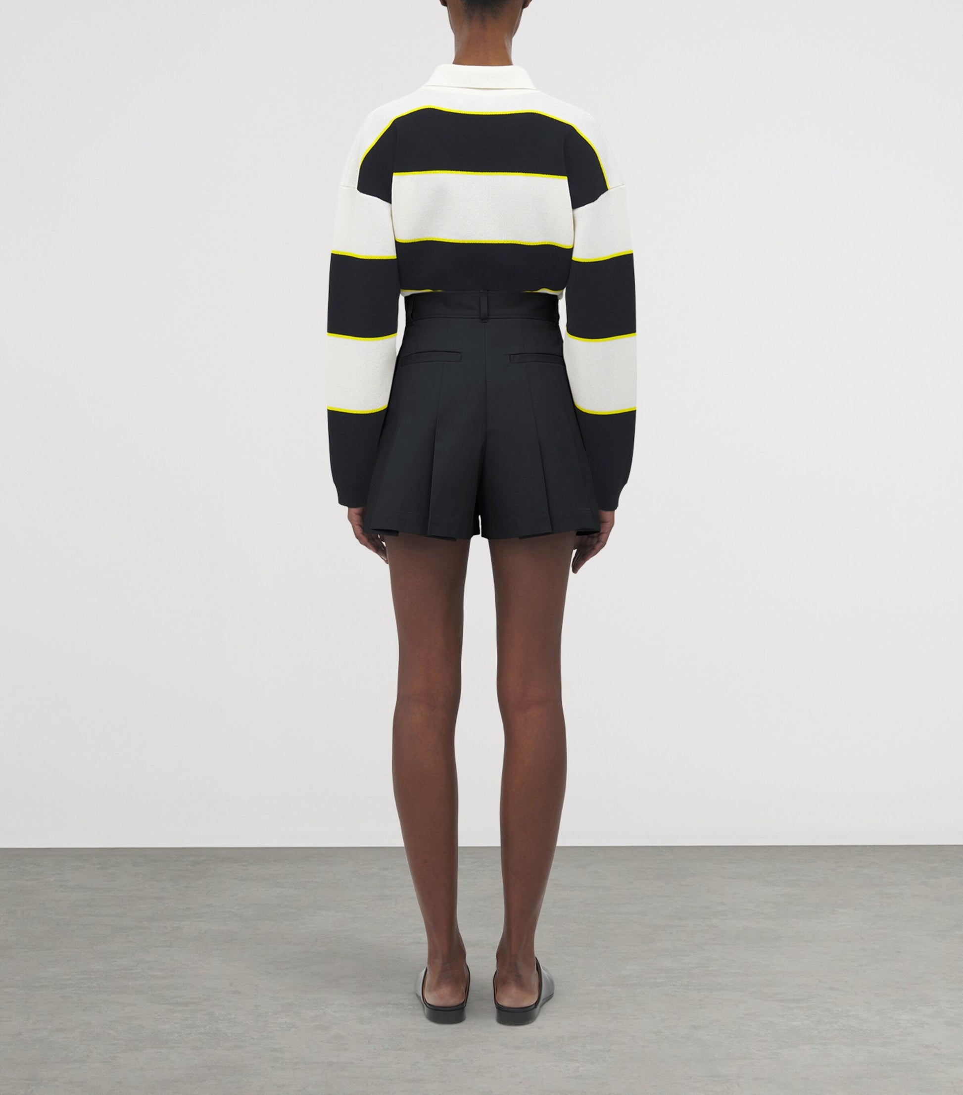 McQueen Black Wool-Mohair Pleated Shorts