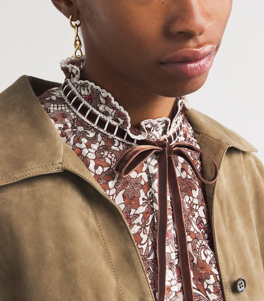 ME+EM Multi Silk-Blend Jacquard Blouse