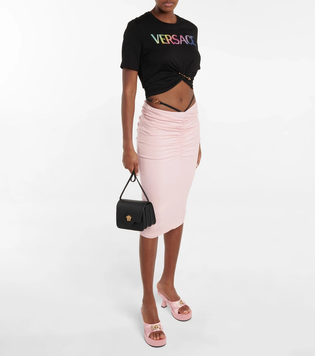 Versace - Ruched midi skirt