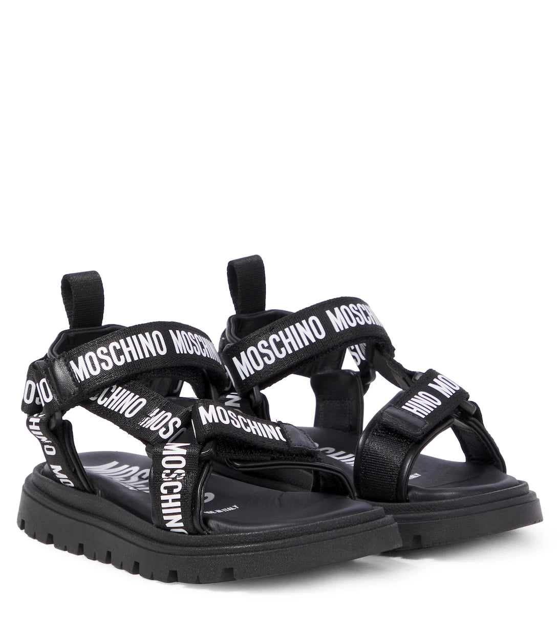 Moschino Kids - Logo leather-trimmed sandals