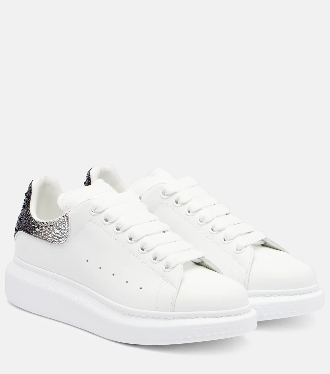 McQueen - Oversized embellished leather sneakers