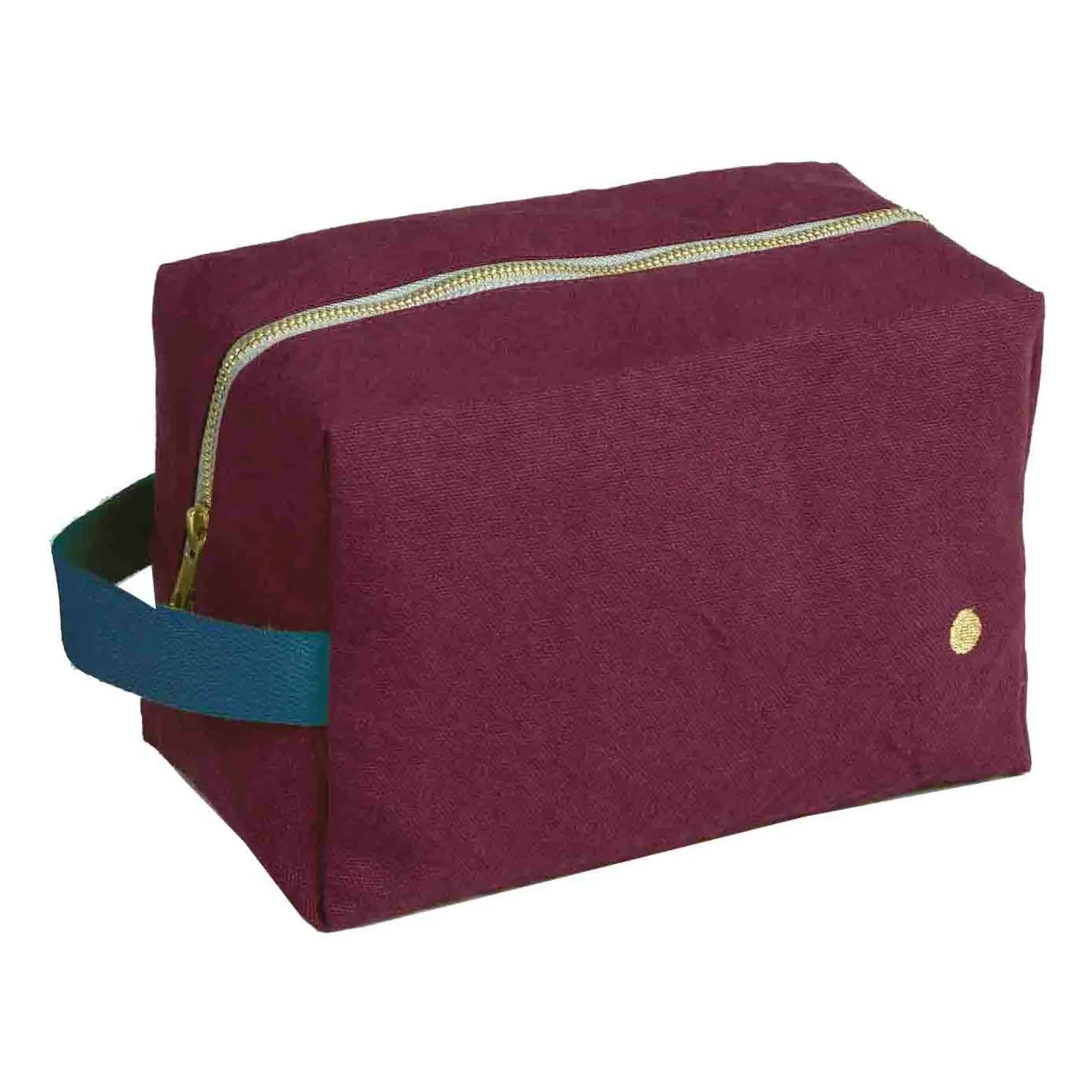 La cerise sur le gâteau - Cube toiletry bag in organic cotton Iona | Burgundy