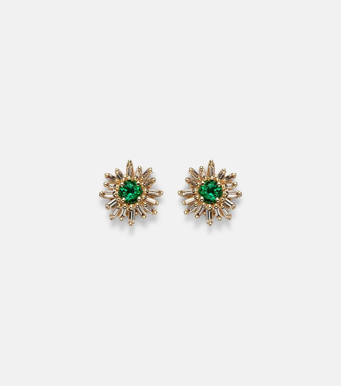 Suzanne Kalan - 18kt gold earrings with diamonds and emeralds