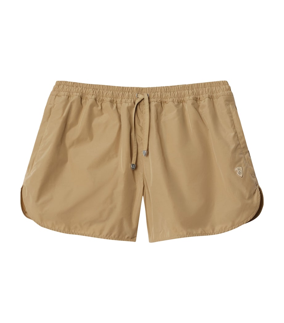 White Nylon-Cotton Drawstring Shorts