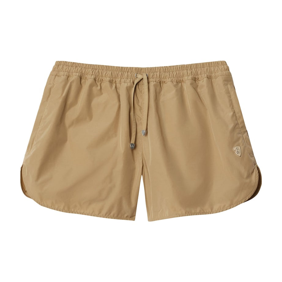 White Nylon-Cotton Drawstring Shorts