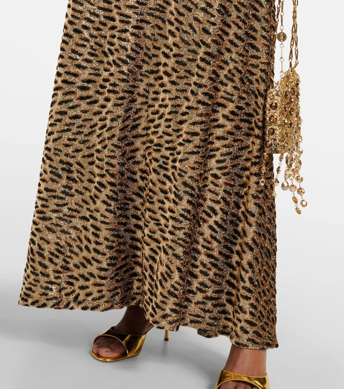 Rabanne - Tiger gathered lamé maxi skirt