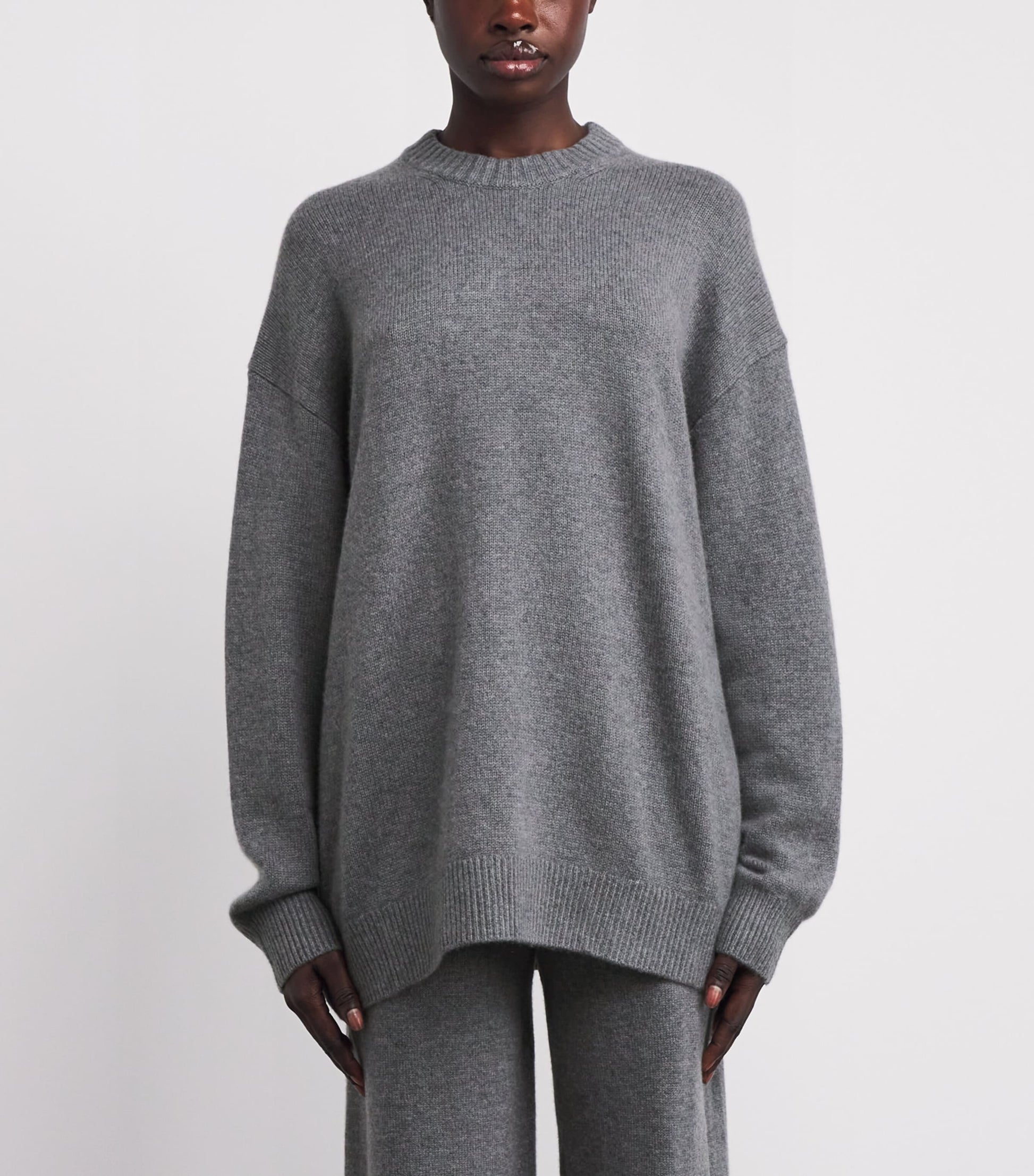 Skims Grey Oversized Cashmere Boyfriend Sweater