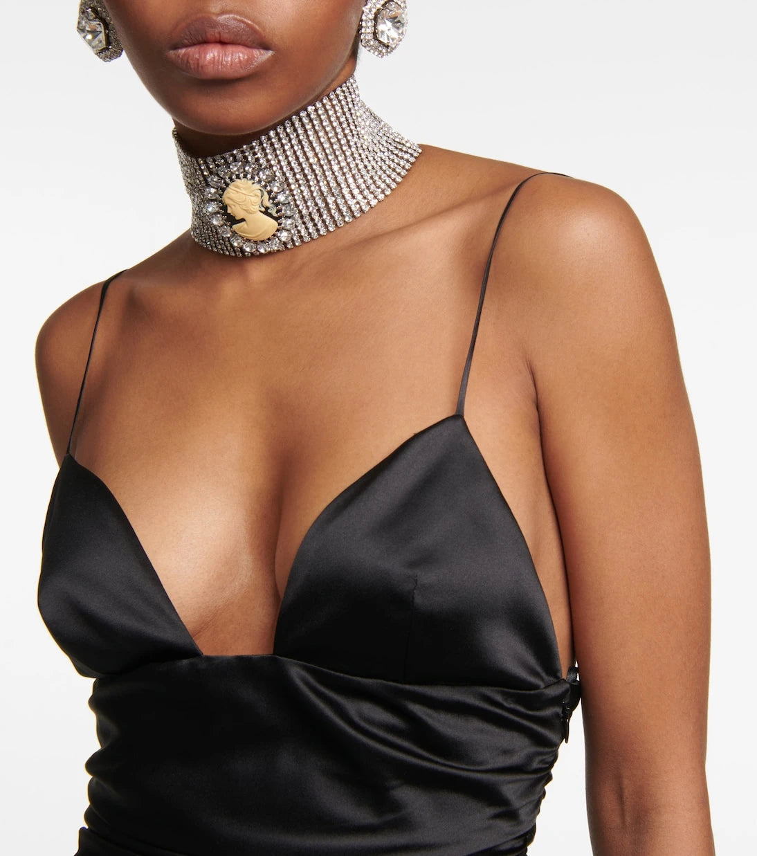 Alessandra Rich - Embellished silk-blend satin minidress