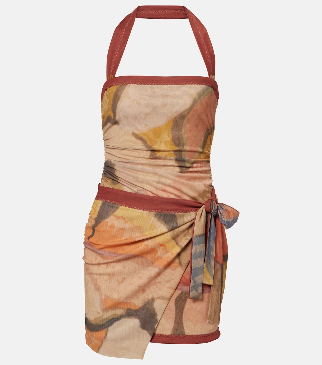 SIR - Printed halterneck mesh minidress
