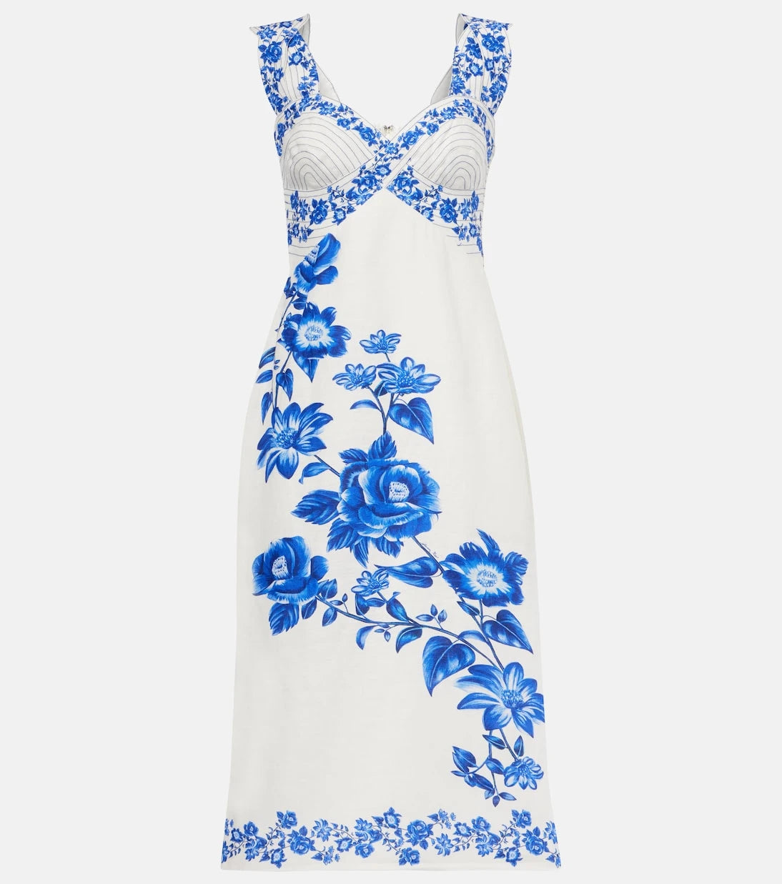 Farm Rio - Floral Cascade linen midi dress