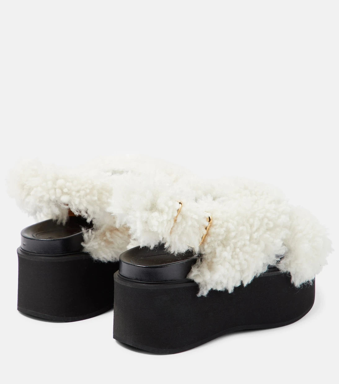 Marni - Shearling-trimmed leather sandals