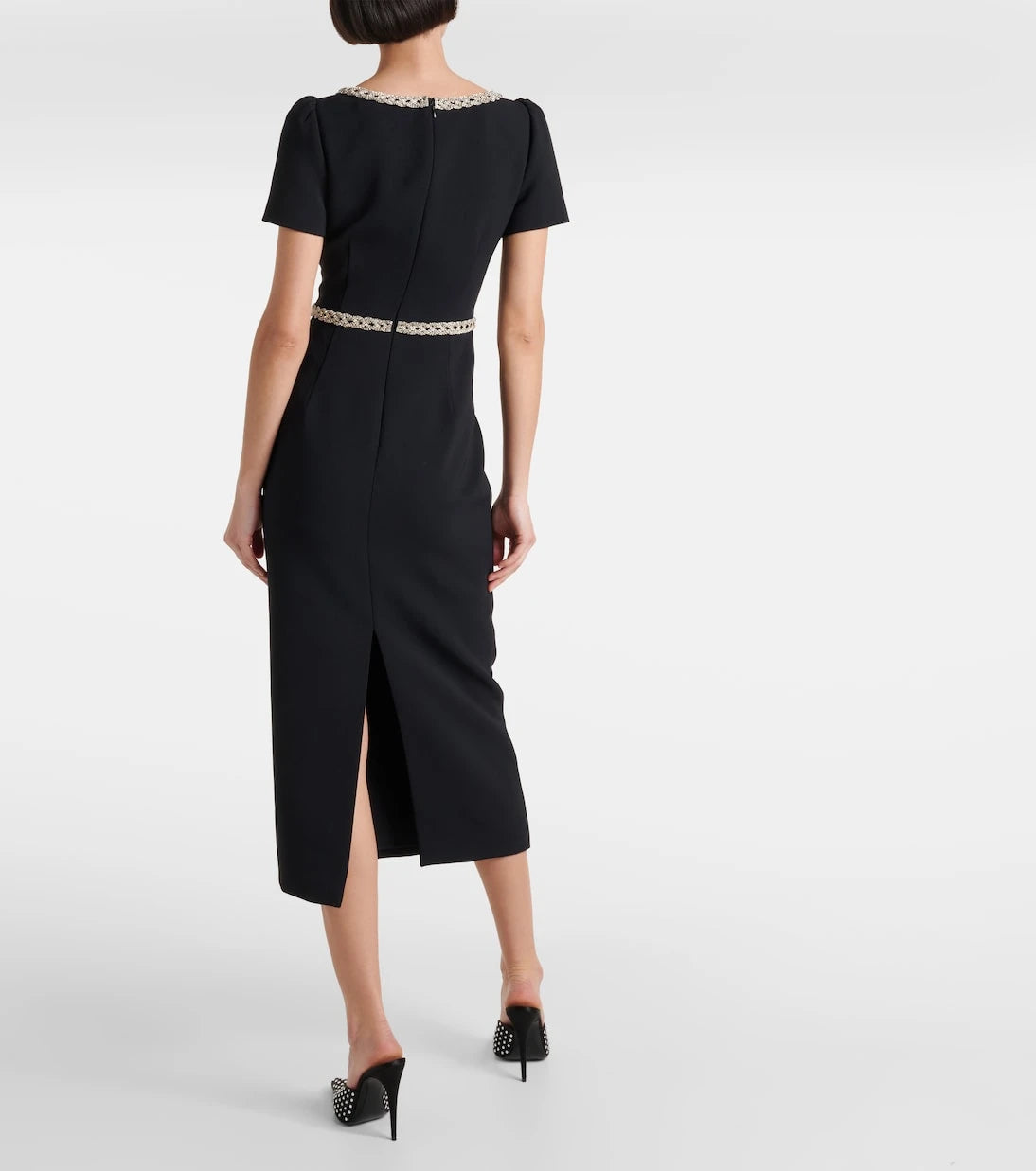 Self-Portrait - Crystal-embellished crêpe midi dress