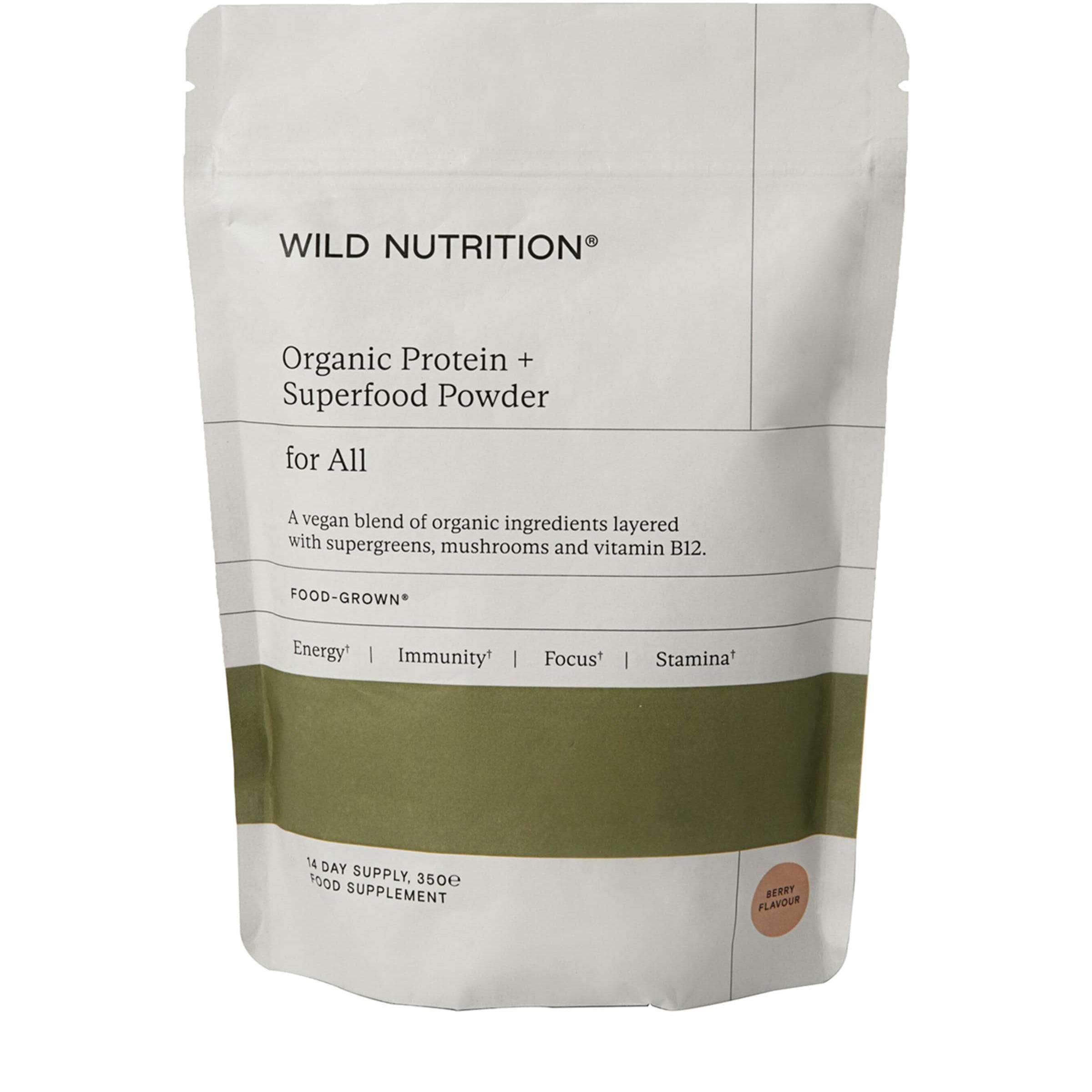 Wild Nutrition Food-Grown Organic Protein + Superfood Powder (370g)