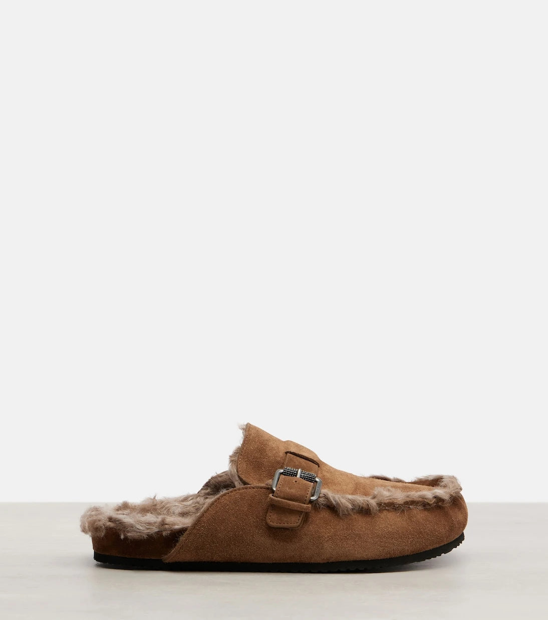 Brunello Cucinelli - Monili shearling-lined suede mules