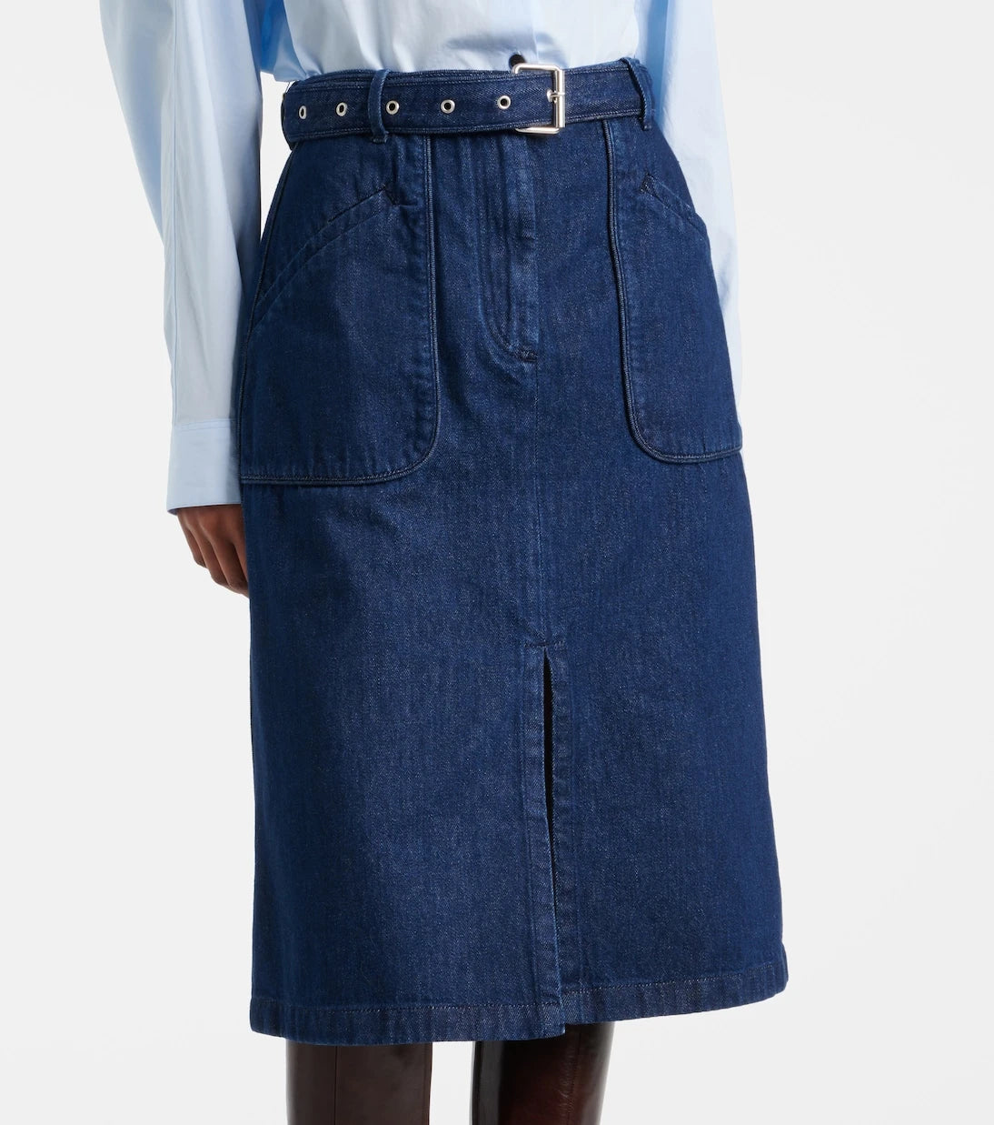 Dries Van Noten - Denim midi skirt