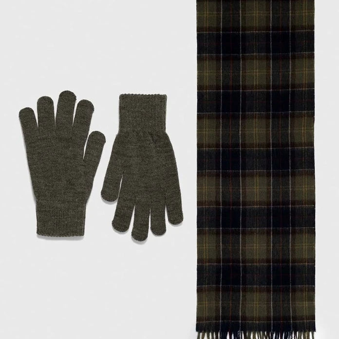 Barbour Tartan Atkı ve Eldiven Hediye Seti