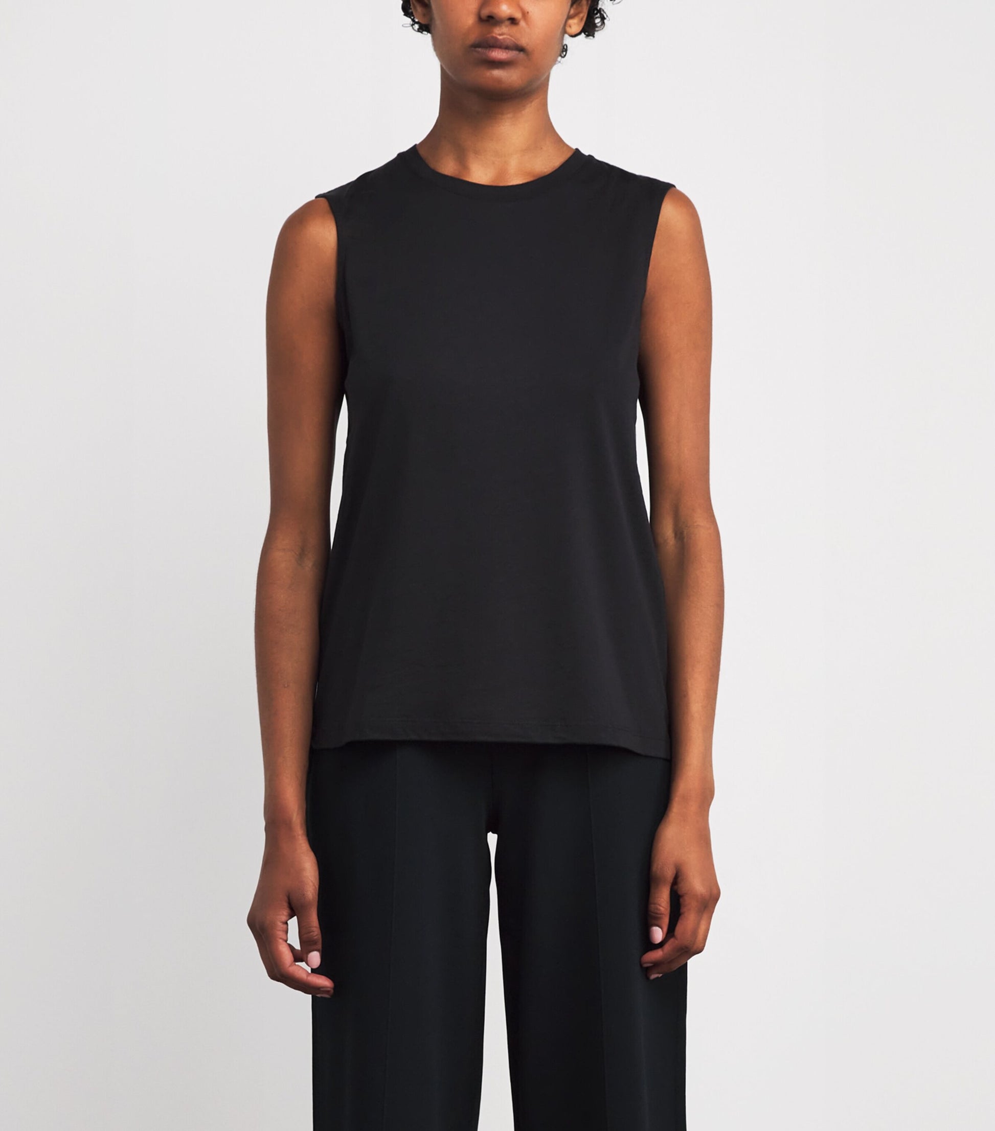 Cotton-Silk Tank Top BLACK