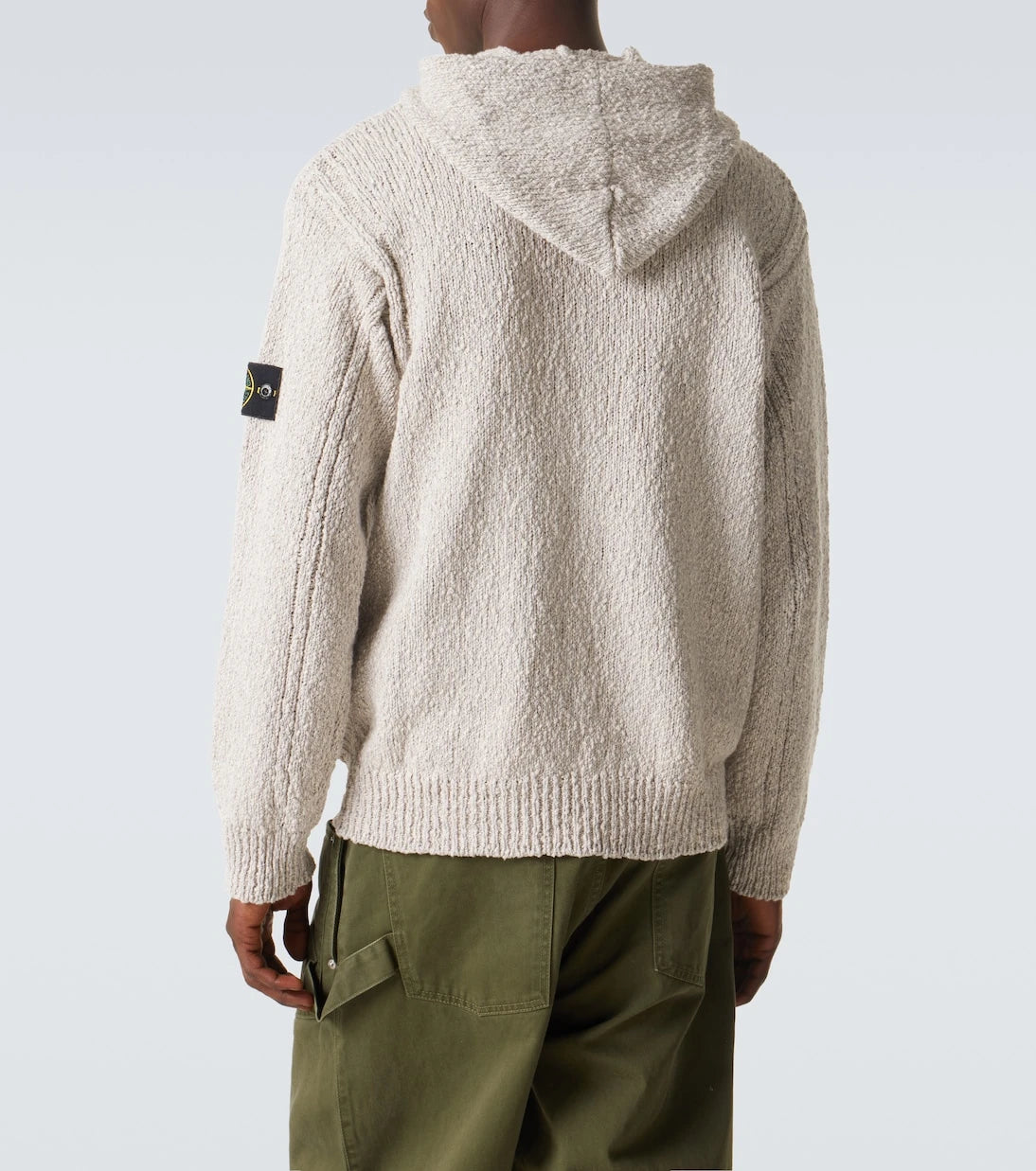 Stone Island - سترة بغطاء رأس بسحاب من القطن بنمط البوصلة