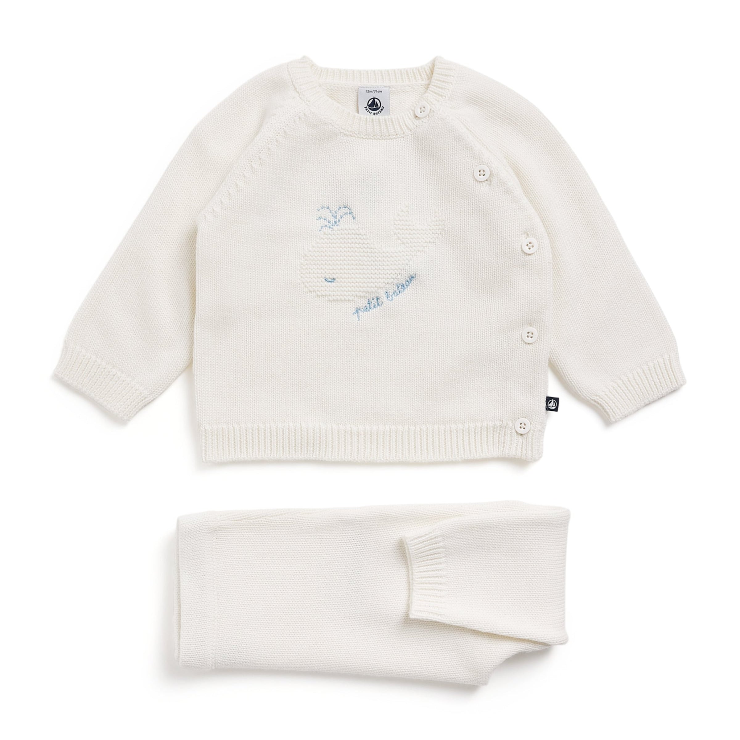 Petit Bateau Wool-Cotton Sweater and Trousers Set (1-18 Months)