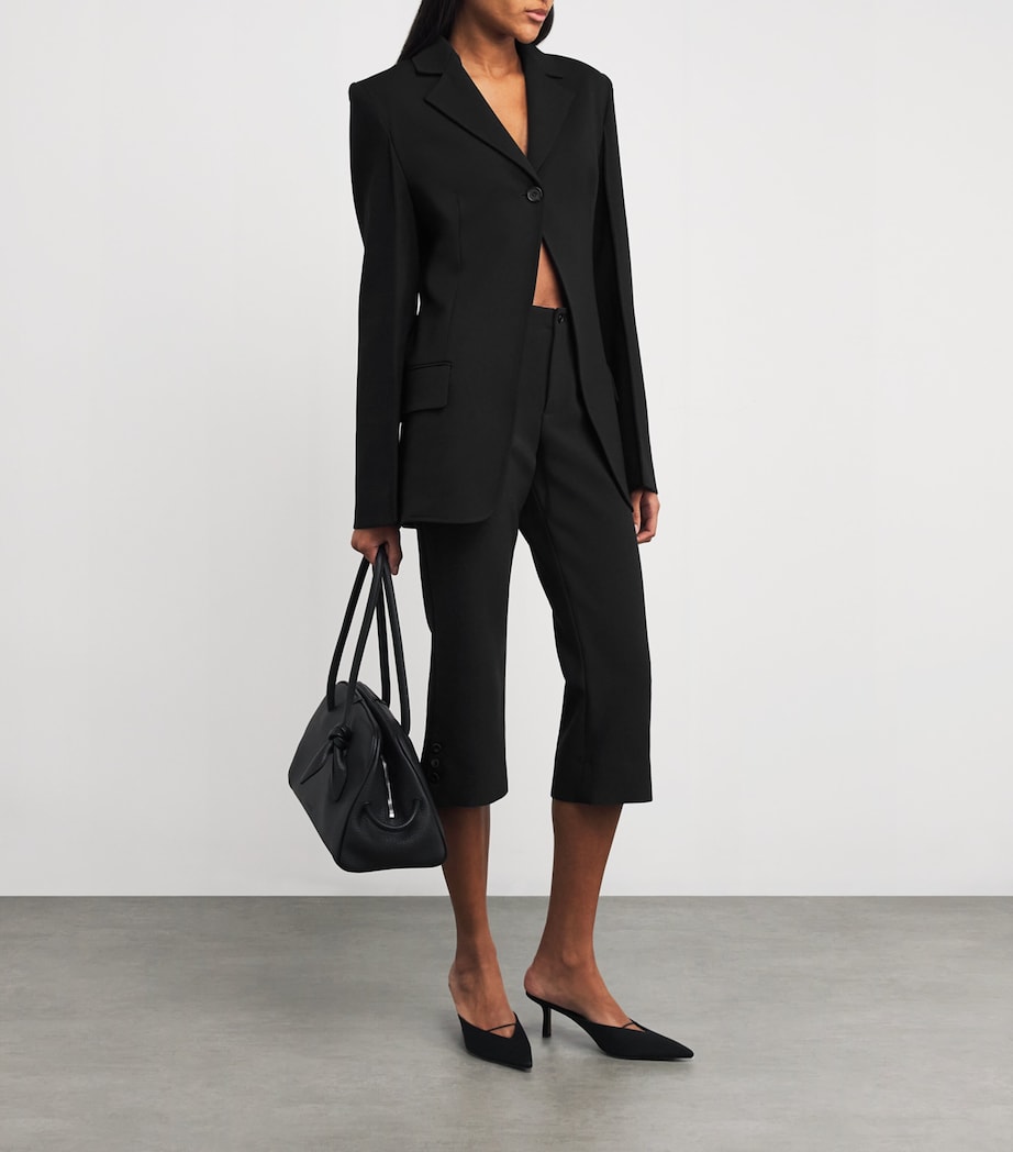 Victoria Beckham Black Tab-Detail Cropped Trousers