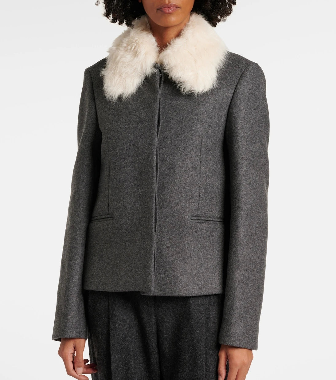 Toteme - Shearling-trimmed wool-blend jacket