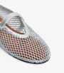 Silver Leather Mesh Ballet Flats