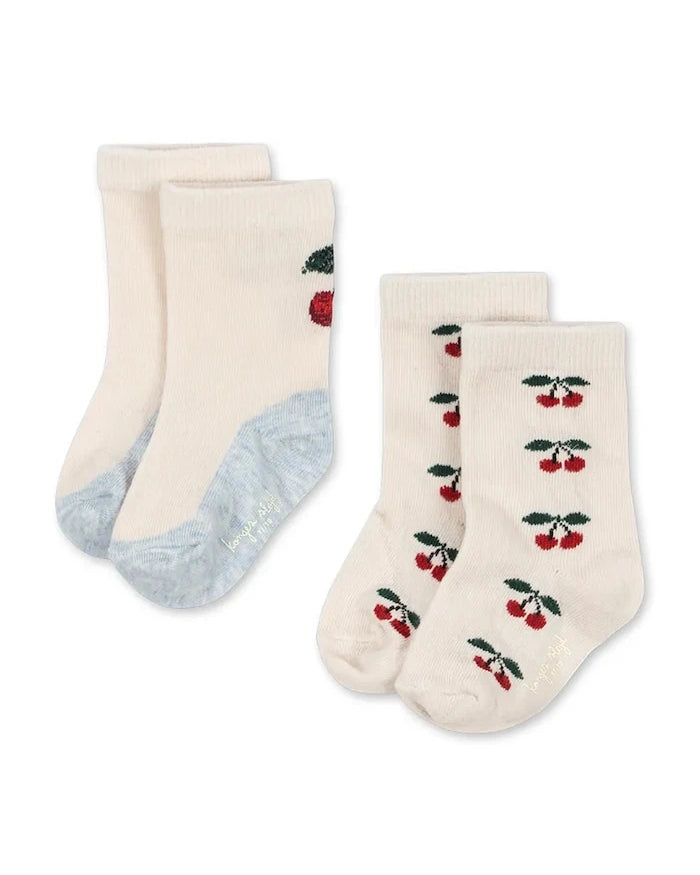 Konges Sløjd çocuk çorapları 2’li JACQUARD CHERRY SOCKS
