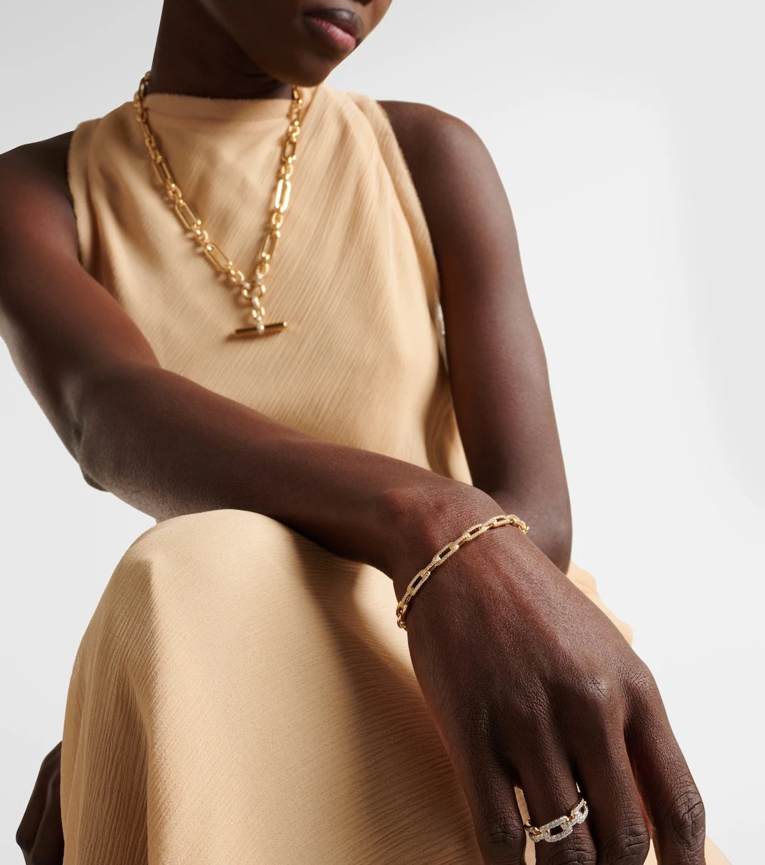 David Yurman - Stax Chain Link 18kt gold bracelet with diamonds