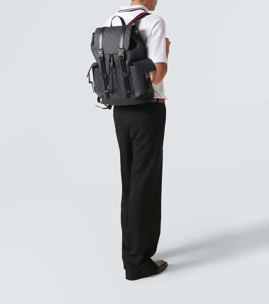 Gucci - GG Canvas leather-trimmed backpack