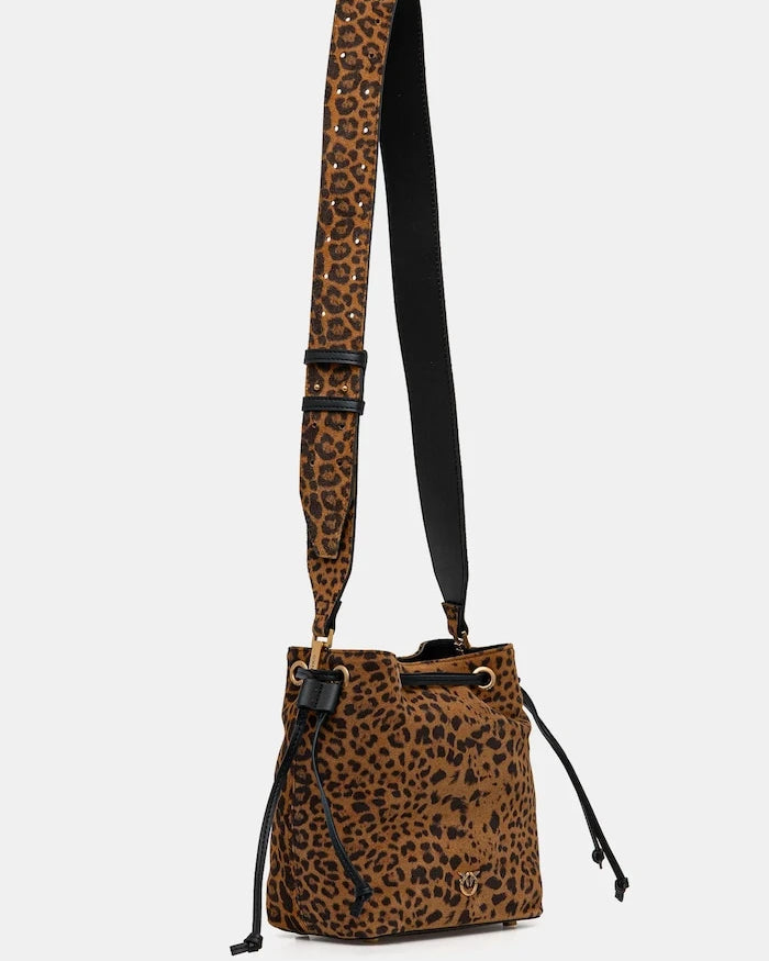 Велурена чанта Pinko Leopard Print