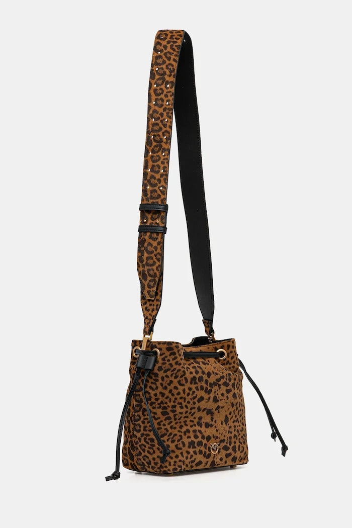 Велурена чанта Pinko Leopard Print
